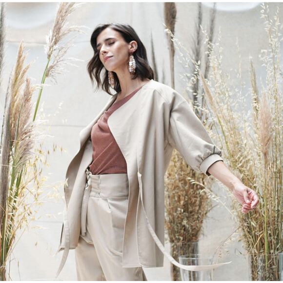 Cotton Brothers | Women | Beige Cotton Linen Blend Light Morning Jacket | Small - Picture 11 of 12